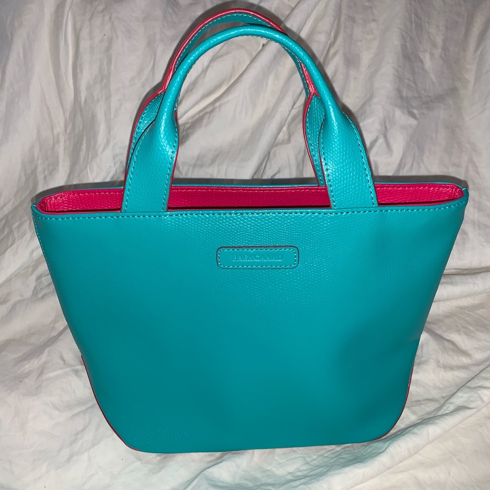 Teal BAEKGAARD Purse with Pink Trim